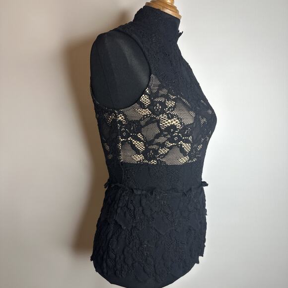 Vintage Y2k Nightcap Rare Black Lace Mock Neck Tank Top Sz 2 Small Whimsigoth - Picture 5 of 16